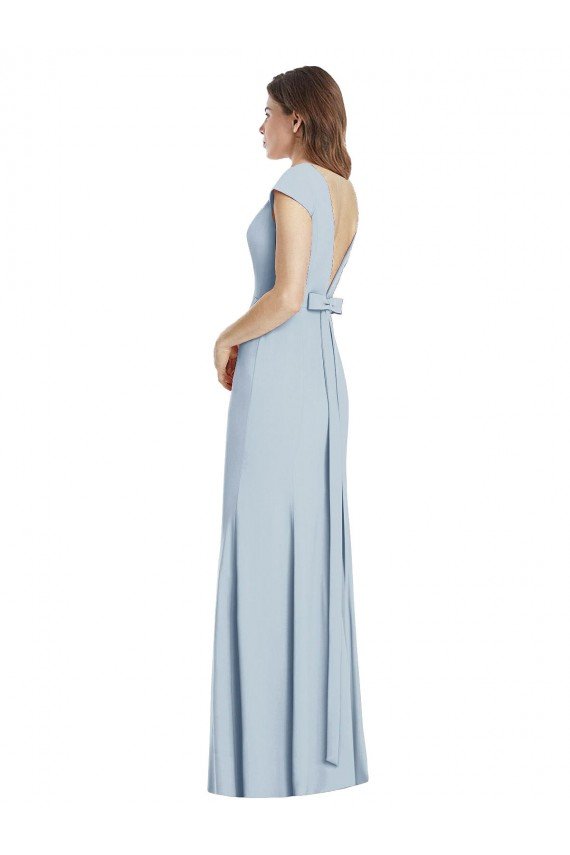 Best Bateau Neck Cap Sleeves Open Back Trumpet Prom Dress UK