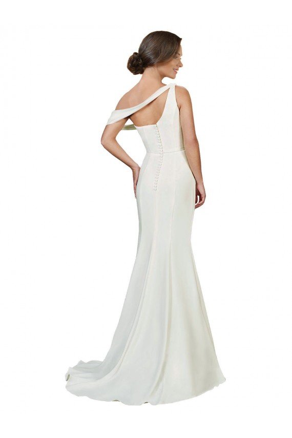 Best One Shoulder Crepe Prom Dress with Draped Off the Shoulder Strap UK