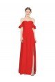 Best Double Ruffle Flounce Sleeves Crepe Prom Dress with Slit UK