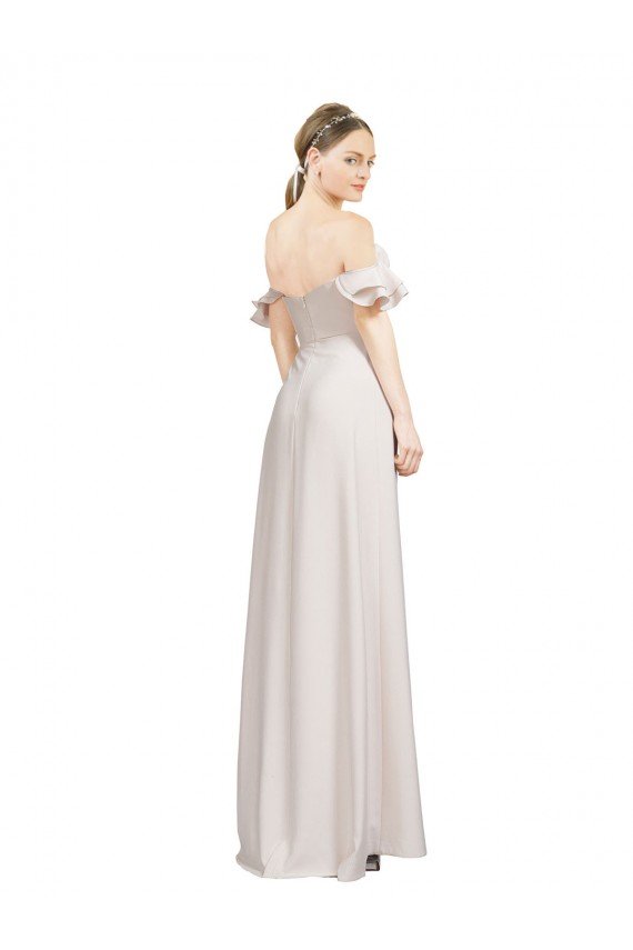 Best Double Ruffle Flounce Sleeves Crepe Prom Dress with Slit UK