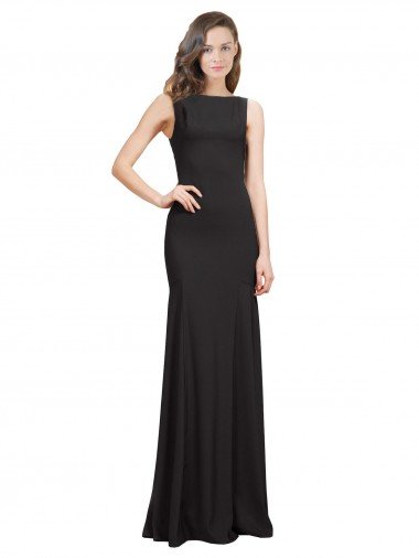 Best Sleeveless Bateau Neckline Crepe Prom Dress with Twist Back UK