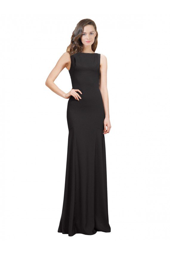 Best Sleeveless Bateau Neckline Crepe Prom Dress with Twist Back UK