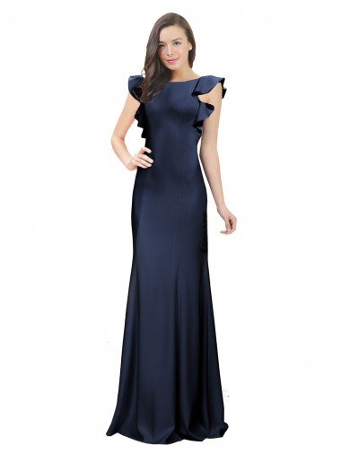 Best Sleeveless Crepe Prom Dress with Cascading Ruffle and Keyhole Back UK