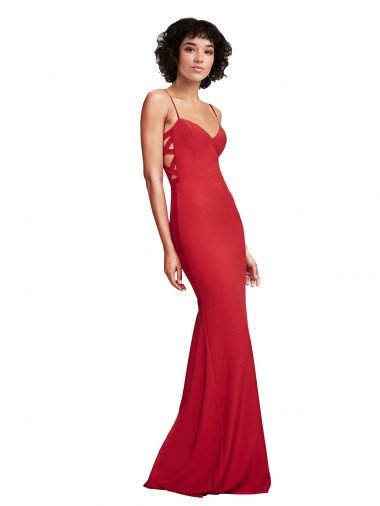 Best Spaghetti Strap Slip Neckline Crepe Prom Dress UK