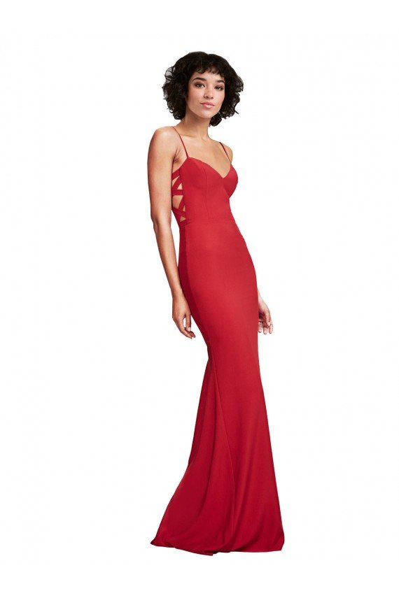 Best Spaghetti Strap Slip Neckline Crepe Prom Dress UK