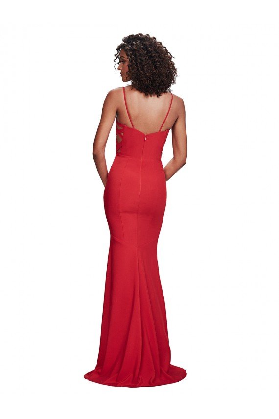 Best Spaghetti Strap Slip Neckline Crepe Prom Dress UK