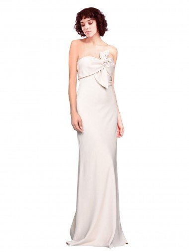Best Strapless Crepe Fitted Prom Dress with Twist Bow UK