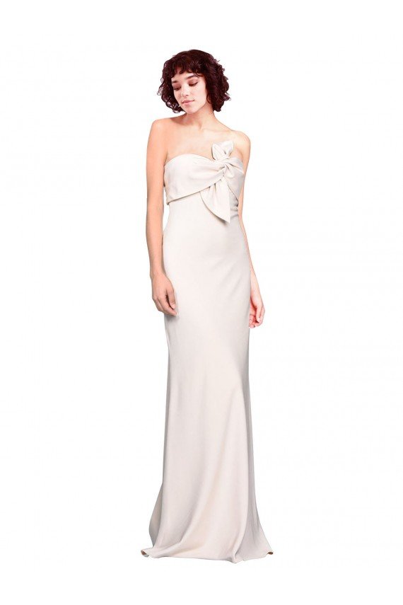 Best Strapless Crepe Fitted Prom Dress with Twist Bow UK