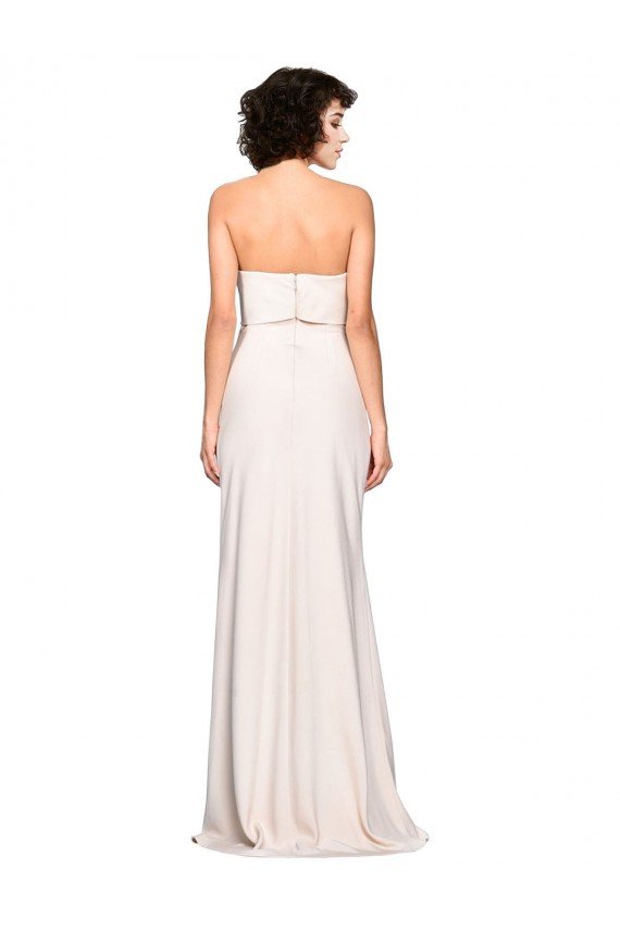 Best Strapless Crepe Fitted Prom Dress with Twist Bow UK