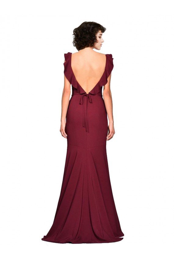 Best Crepe Slip Prom Dress with Ruffled Straps UK