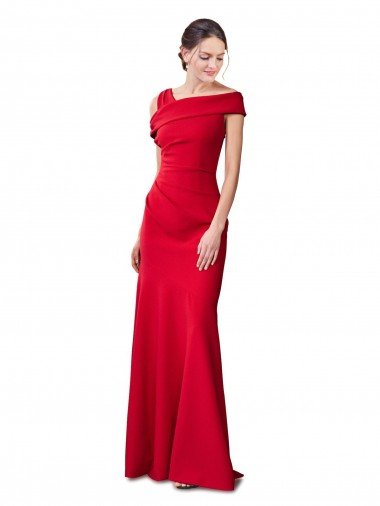 Best Sleeveless Ruched Crepe Mermaid Prom Dress with Off The Shoulder Detail UK