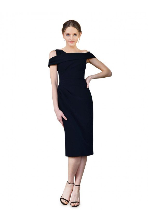 Best Draped Cross Shoulder Stretch Crepe Cocktail Prom Dress / Homecoming Dress UK
