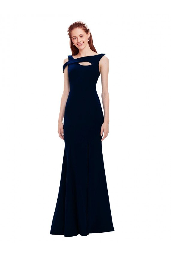 Best Sleeveless Crepe Mermaid Prom Dress with Side Slit UK