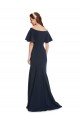 Best Off the Shoulder Crepe Prom Dress with Short Ruffle Sleeves. UK