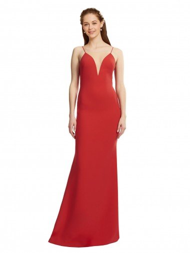 Best Mermaid Plunging V-Neck Crepe Prom Dress with Wide Open Back UK