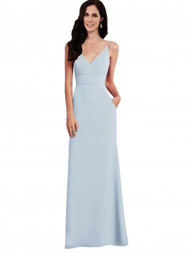Best V Back Spaghetti Strap Maxi Prom Dress with Pockets UK