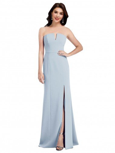 Best Strapless Notch Crepe Prom Dress with Front Slit UK