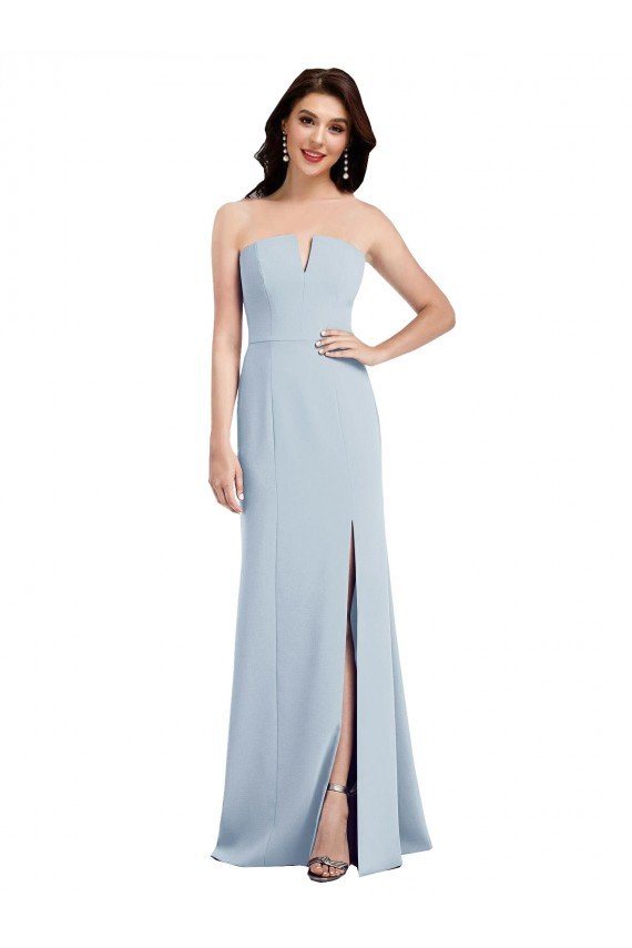 Best Strapless Notch Crepe Prom Dress with Front Slit UK