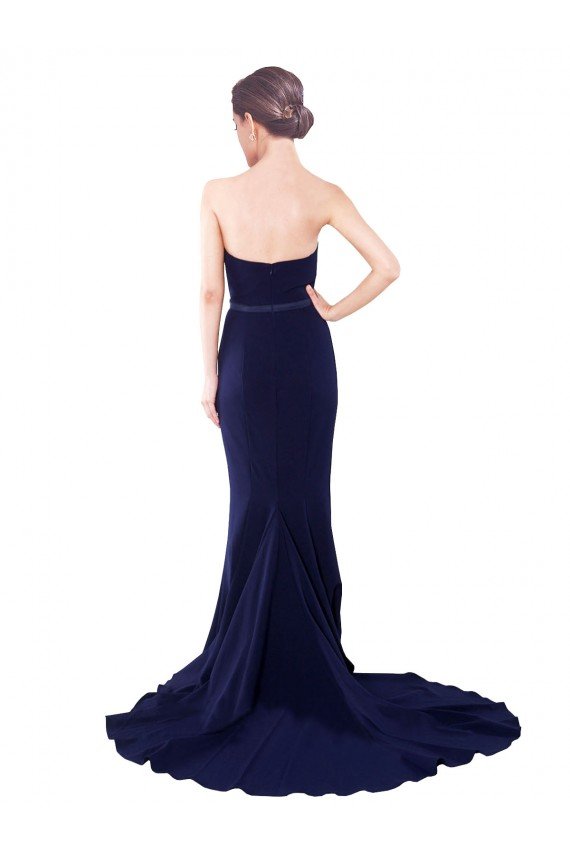 Best Strapless Sweetheart Neckline Crepe Prom Dress with Satin Waistband UK