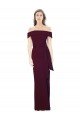 Best Off the Shoulder Long Crepe Prom Dress with Waist Tie UK
