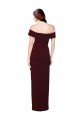 Best Off the Shoulder Long Crepe Prom Dress with Waist Tie UK