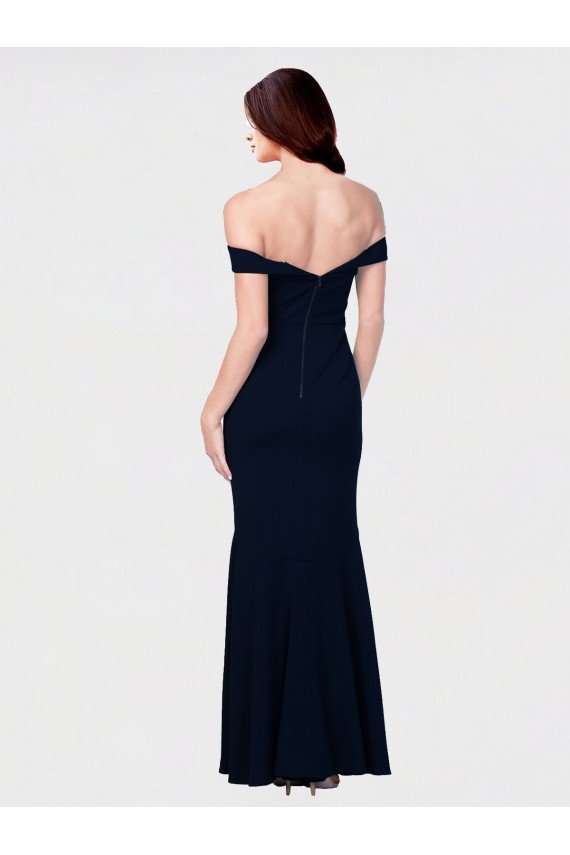 Best Mermaid Off the Shoulder Long Crepe Prom Dress with Low Back UK