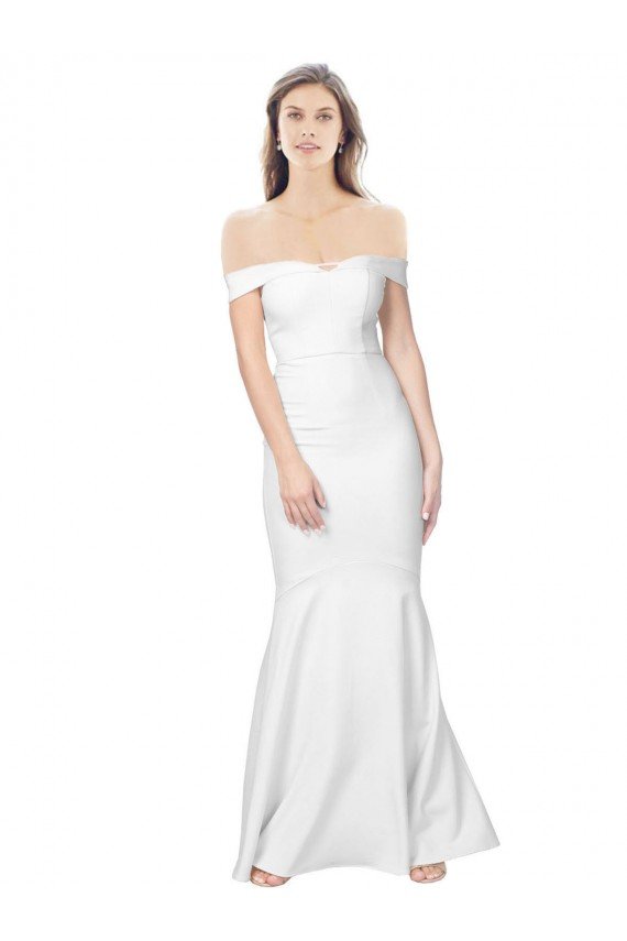 Best Mermaid Off the Shoulder Long Crepe Prom Dress with Low Back UK