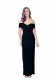 Best Off the Shoulder Long Full Length Crepe Prom Dress with Side Split UK