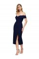 Best Midi Length Short Crepe Cocktail Prom Dress / Homecoming Dress with Side Split UK