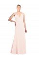 Best Slim A-Line V-Neck Long Stretch Crepe Prom Dress with V-Back UK