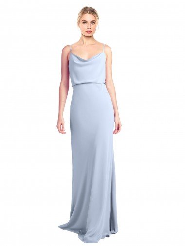 Best Feminine Cowl Neck Slim Floor Length Stretch Crepe Prom Dress UK