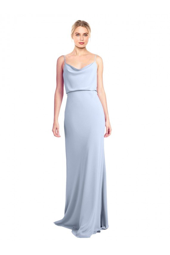 Best Feminine Cowl Neck Slim Floor Length Stretch Crepe Prom Dress UK