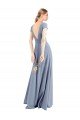 Best Plunging V-Neck Cap Sleeves Stretch Crepe Prom Dress with Front Slit UK