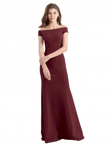 Best Off the Shoulder Fit and Flare Stretch Crepe Prom Dress UK