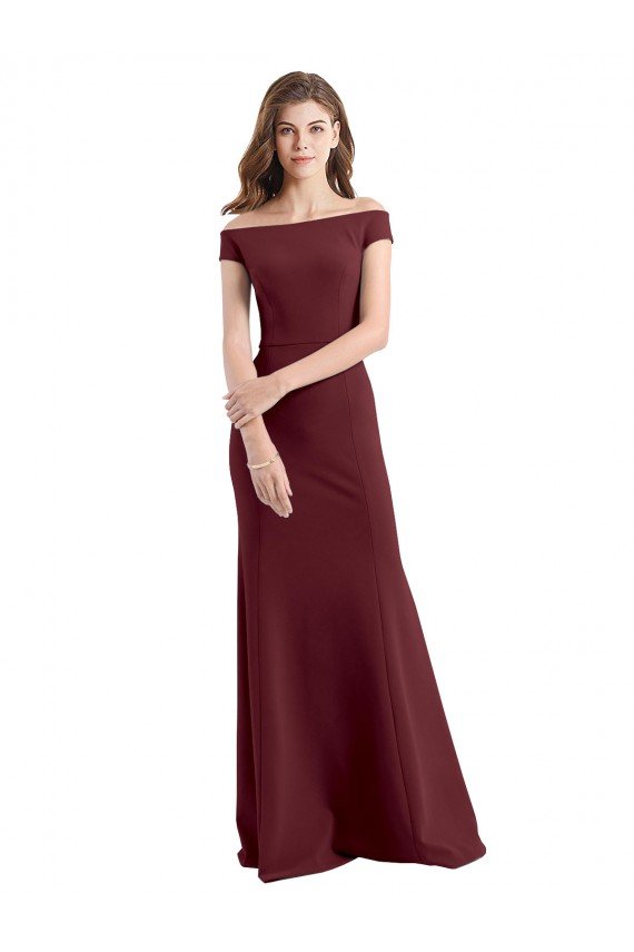 Best Off the Shoulder Fit and Flare Stretch Crepe Prom Dress UK