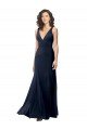 Best Classic V-Neck Long Stretch Crepe Prom Dress with V-Back UK