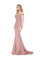 Best Off the Shoulder Sweetheart Long Sweep Train Crepe Prom Dress UK