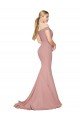 Best Off the Shoulder Sweetheart Long Sweep Train Crepe Prom Dress UK
