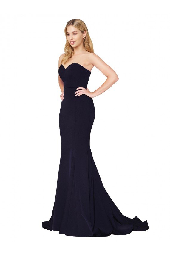Best Sweetheart High Neck Sweep Train Sleeveless Crepe Prom Dress UK