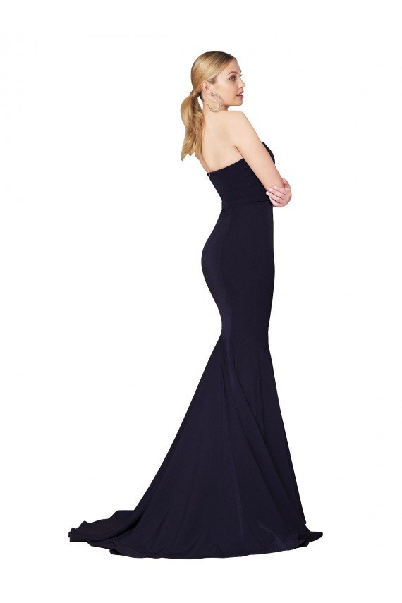 Best Sweetheart High Neck Sweep Train Sleeveless Crepe Prom Dress UK