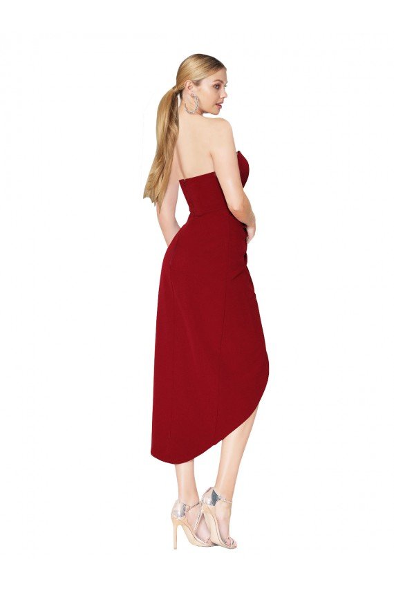 Best Cocktail Length Sweetheart Mermaid Wrap Crepe Prom Dress UK