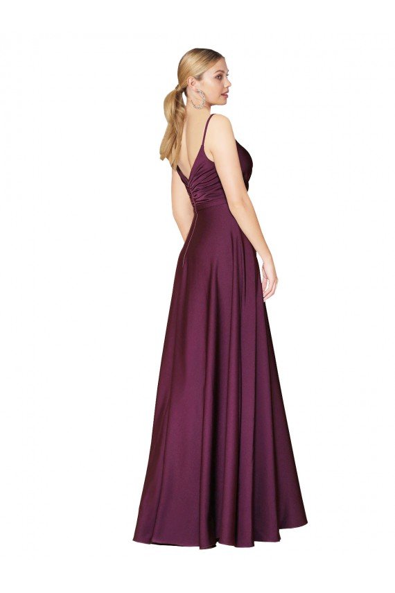 Best High Neck Spaghetti Straps Long V-Back Crepe Prom Dress UK