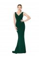 Best V-Neck Floor Length Long Crepe Mermaid Prom Dress UK