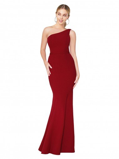 Best One Shoulder Long High Neck Sleeveless Mermaid Crepe Prom Dress UK
