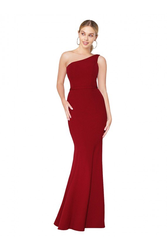 Best One Shoulder Long High Neck Sleeveless Mermaid Crepe Prom Dress UK