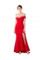 Best Off the Shoulder Sweetheart Maxi Crepe Prom Dress With Thigh Split and Train UK