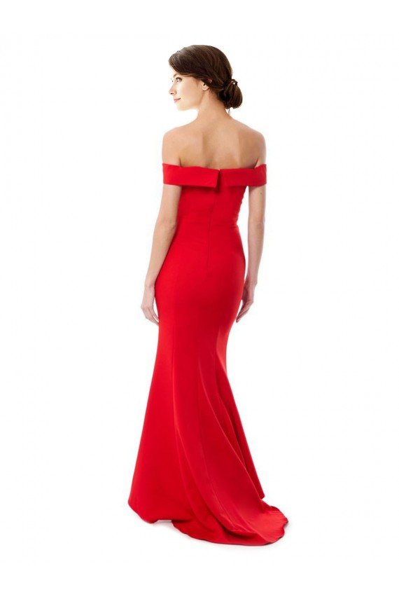 Best Off the Shoulder Sweetheart Maxi Crepe Prom Dress With Thigh Split and Train UK
