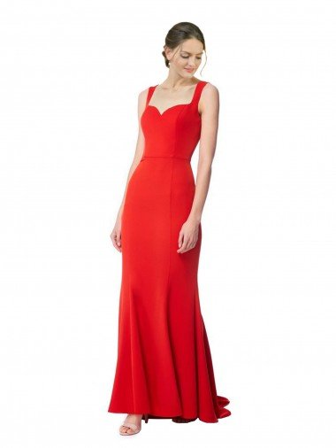 Best Long Chapel Train Fishtail Maxi Crepe Prom Dress with Sweetheart Neckline UK