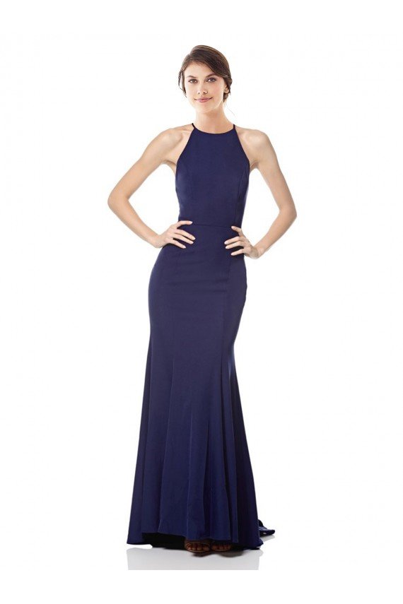Best High Neck Fishtail Crepe Prom Dress with Open Back Detail UK