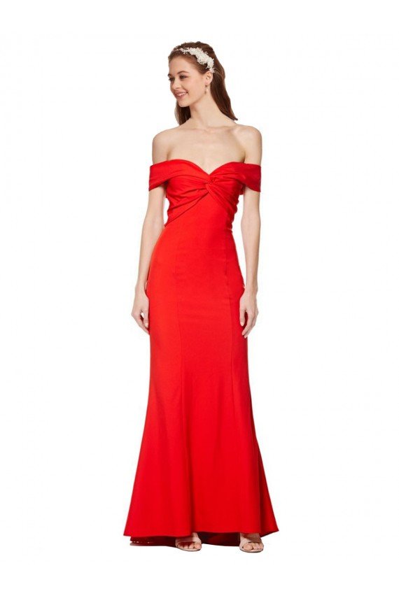 Best Cross Front and Back Bardot Sleeveless Crepe Maxi Prom Dress UK